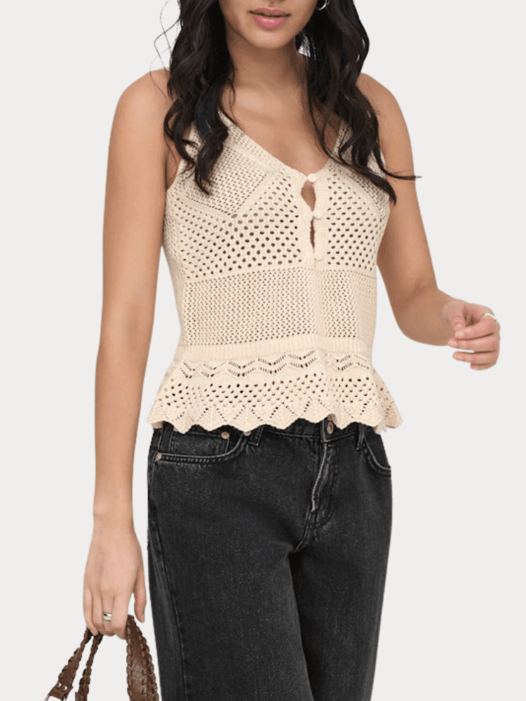 TOP ONLY LISON SL PEPLUM TOP KNT ECRU ONLY