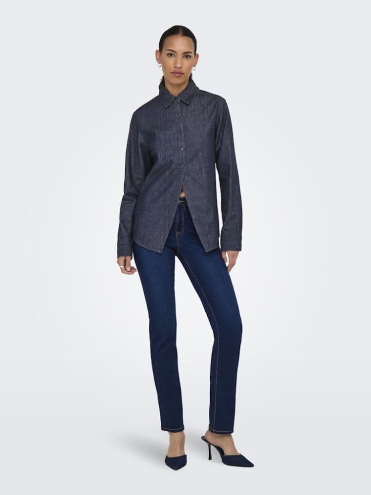 ΠΟΥΚΑΜΙΣΟ ONLY RUBY LS DNM SHIRT AKM DARK BLUE DENIM ONLY