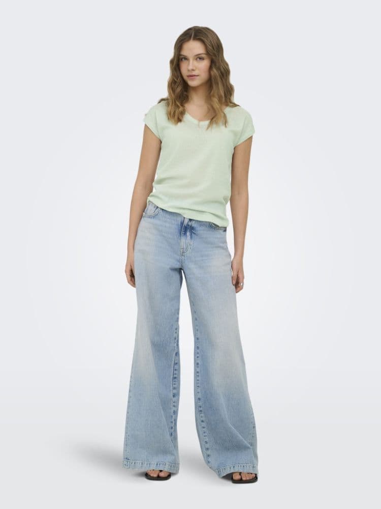 V NECK LUREX ONLY SILVERY S/S LILY GREEN ONLY