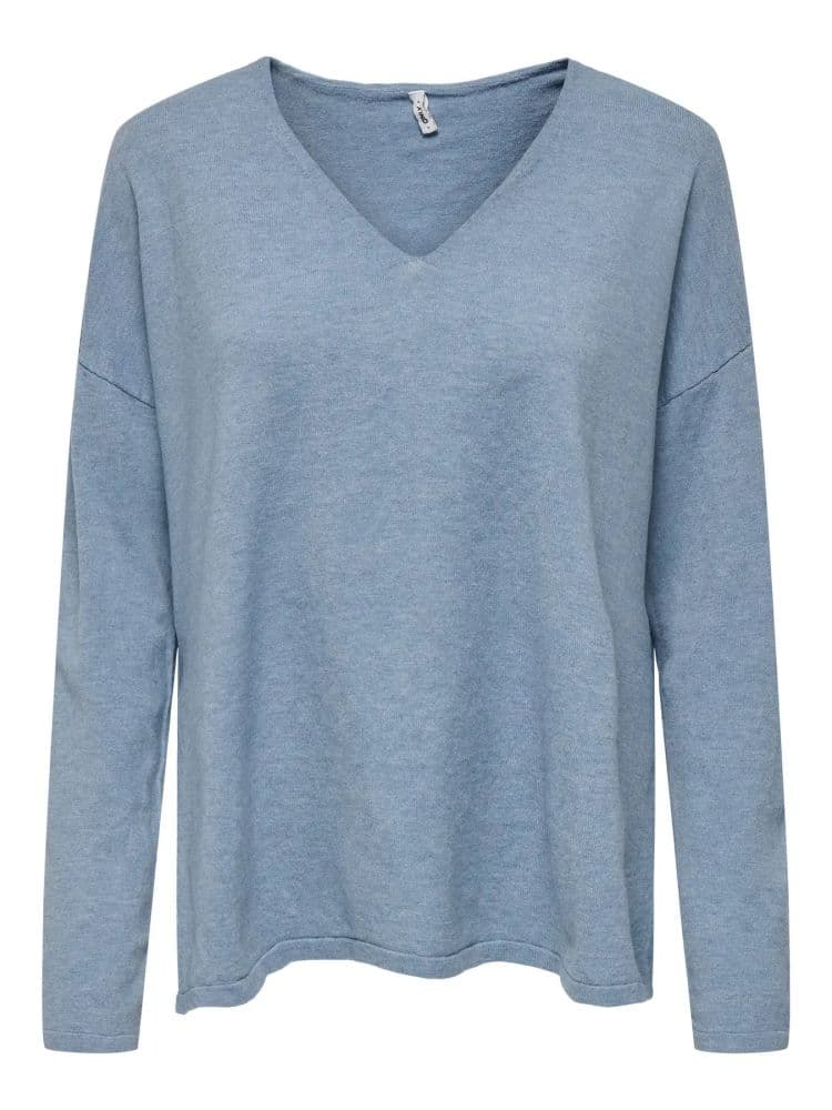 ΜΠΛΟΥΖΑ ONLY CHIANTI LIFE LS V-NECK KNT MOCH WINDWARD BLUE ONLY