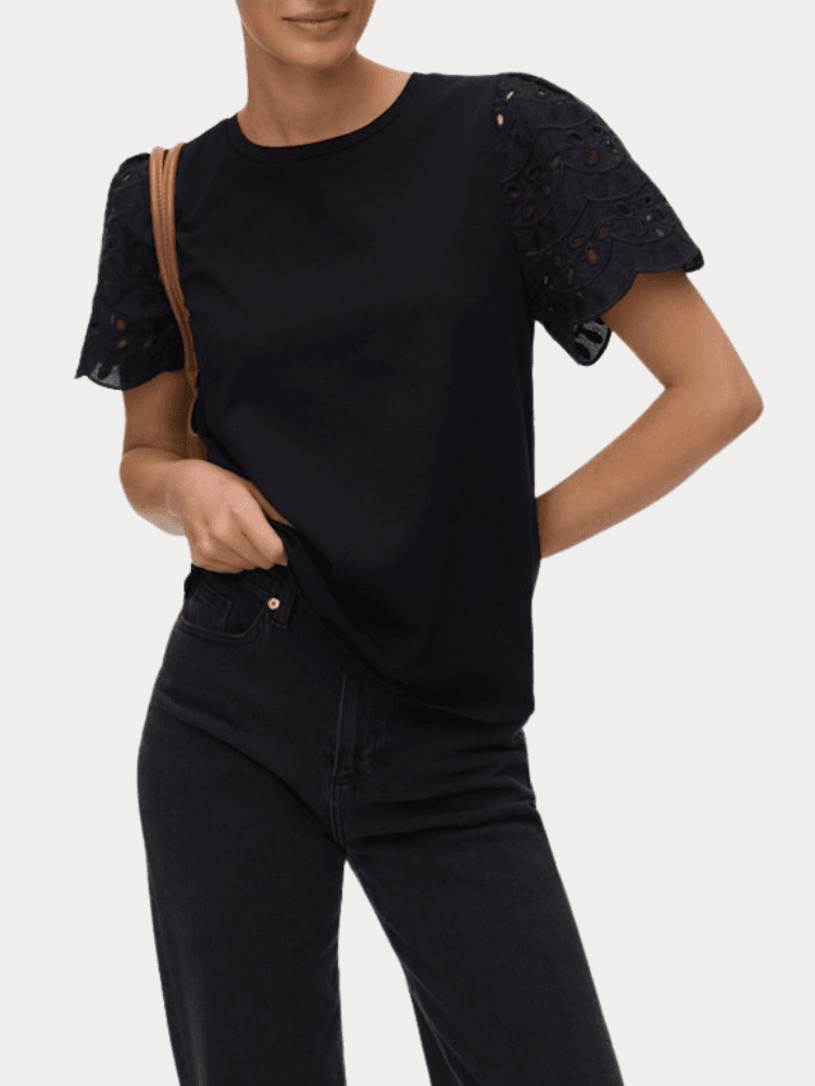 TOP VERO MODA VMJASY S/S O-NECK TOP JRS BTQ BLACK VERO MODA