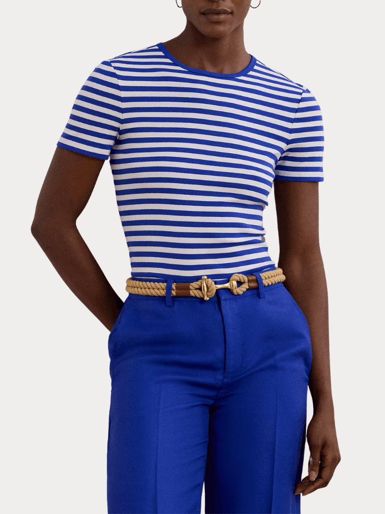 ΓΥΝΑΙΚΕΙΟ T-SHIRT POLO RALPH LAUREN ALLI STRIPED STRETCH COTTON S/S SAPPHIRE/WHITE POLO RALPH LAUREN