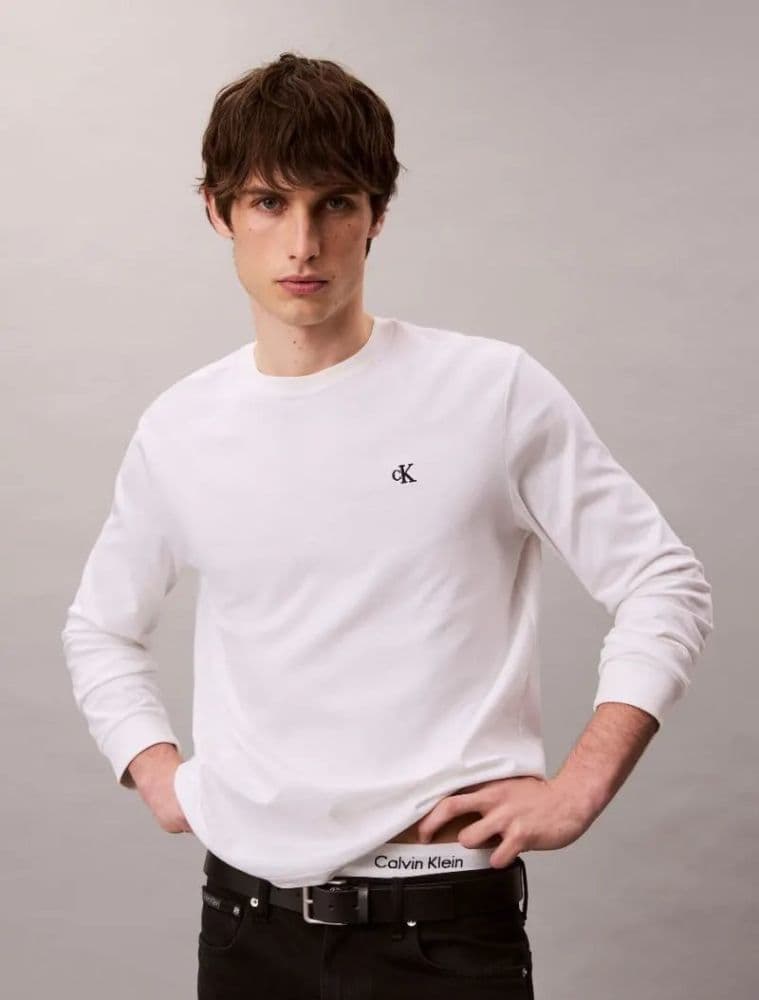 ΜΠΛΟΥΖΑ CALVIN KLEIN LS EASY MONOGRAM TEE WHITE CALVIN KLEIN