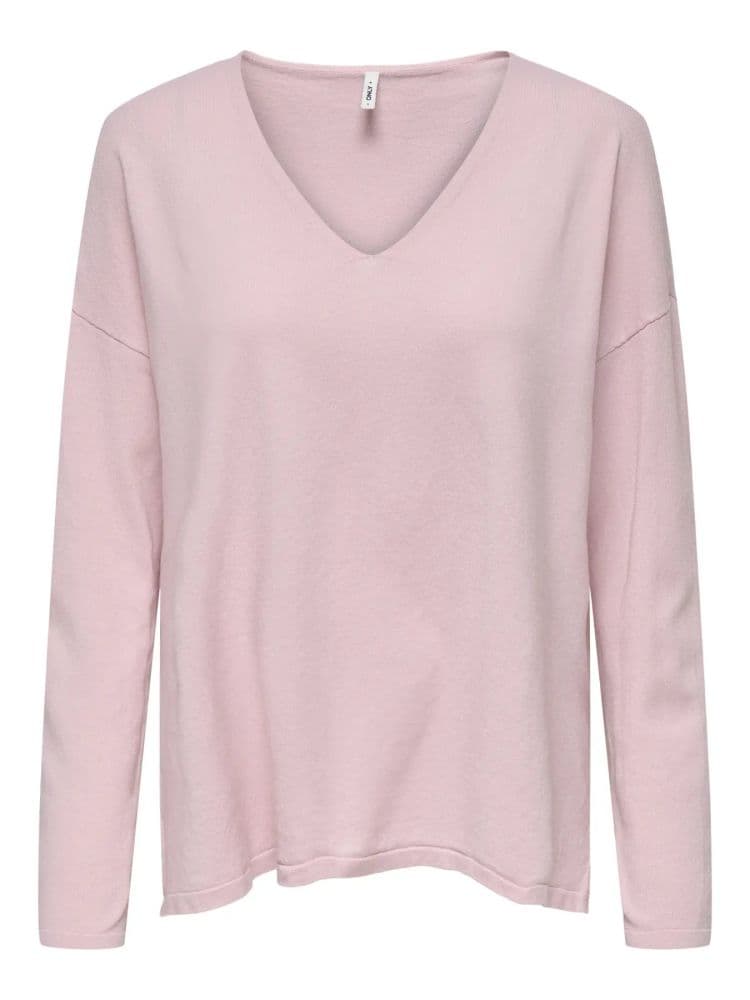 ΜΠΛΟΥΖΑ ONLY CHIANTI LIFE LS V-NECK KNT MOCH ROSE SMOKE ONLY