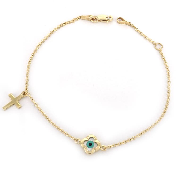 Κίτρινο Χρυσό Βραχιόλι Ματάκι Κ9 PVR143