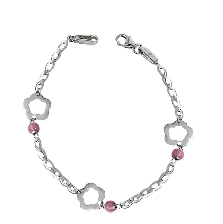 Λευκόχρυσο Παιδικό Βραχιόλι Μαργαρίτες Κ9 PVR157