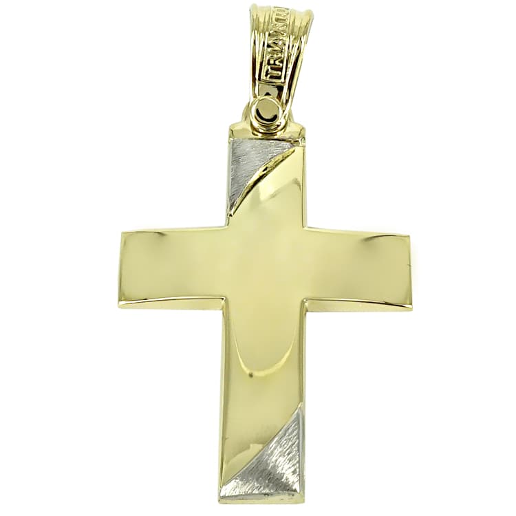 Σταυρός Βάπτισης 14Κ Δίχρωμος Χρυσός Ανδρικός ΤΡΙΑΝΤΟΣ ST1436