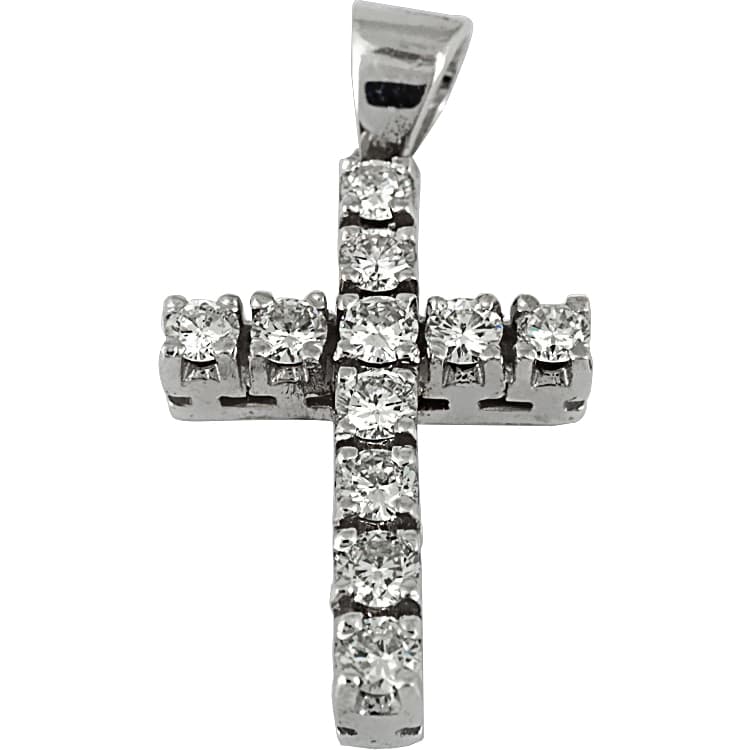Σταυρός Βάπτισης 18Κ Λευκόχρυσος με Διαμάντια Brilliant Γυναικείος ST0134