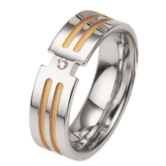 Δίχρωμη Ασημένια Βέρα Γάμου Breuning με ή χωρίς Πέτρες WRS230 diamonds