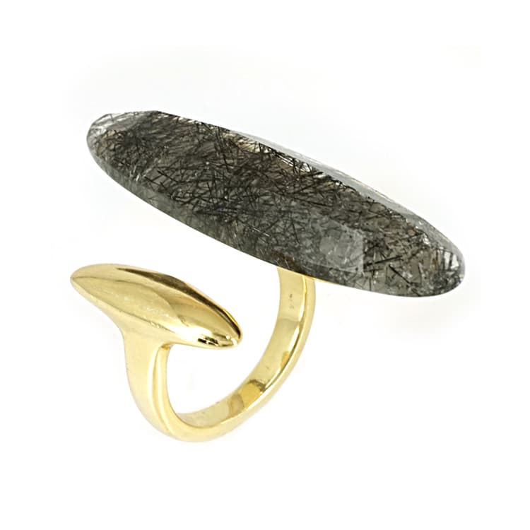 Ασημένιο Επιχρυσωμένο Δαχτυλίδι με Ορυκτή Πέτρα DX266