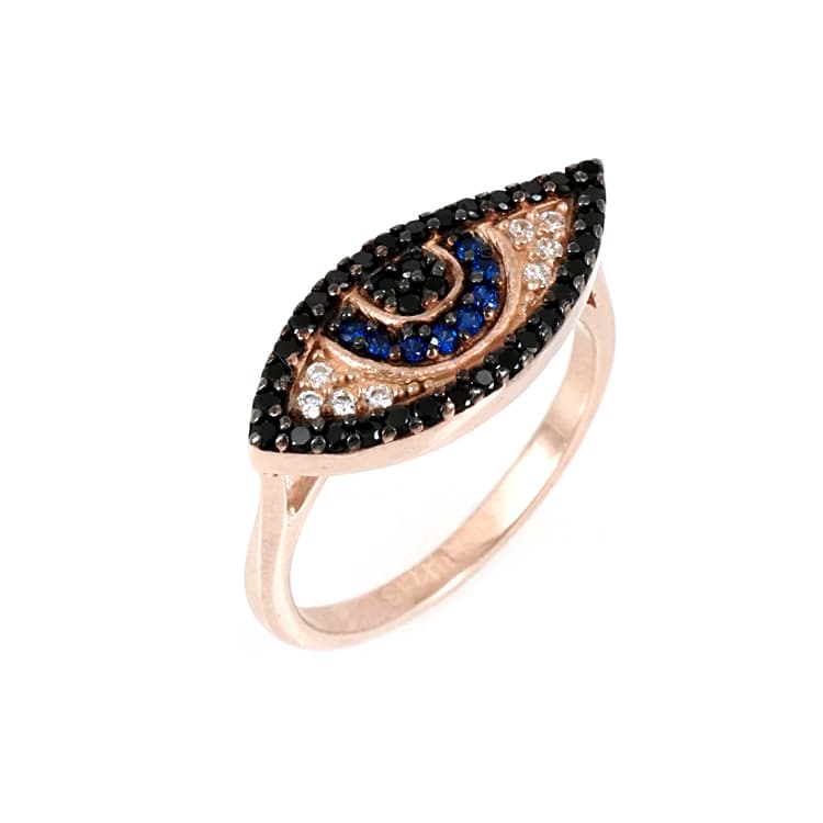 Ασημένιο Ροζ Επιχρυσωμένο Δαχτυλίδι Μάτι DX319