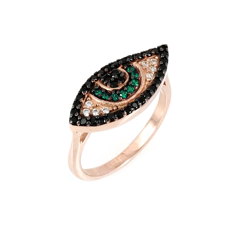 Ασημένιο Ροζ Επιχρυσωμένο Δαχτυλίδι Μάτι DX320