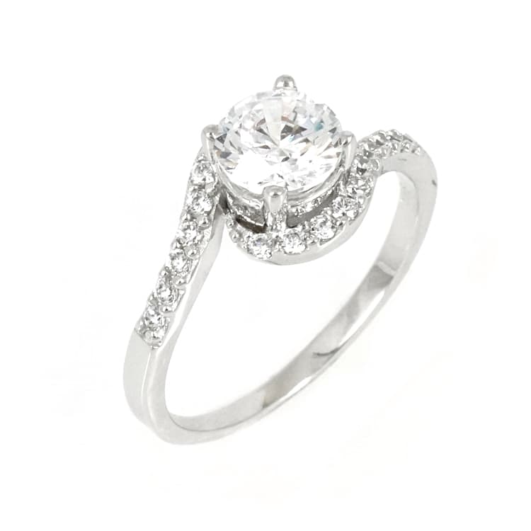 Λευκόχρυσο Μονόπετρο Δαχτυλίδι Κ14 DX301