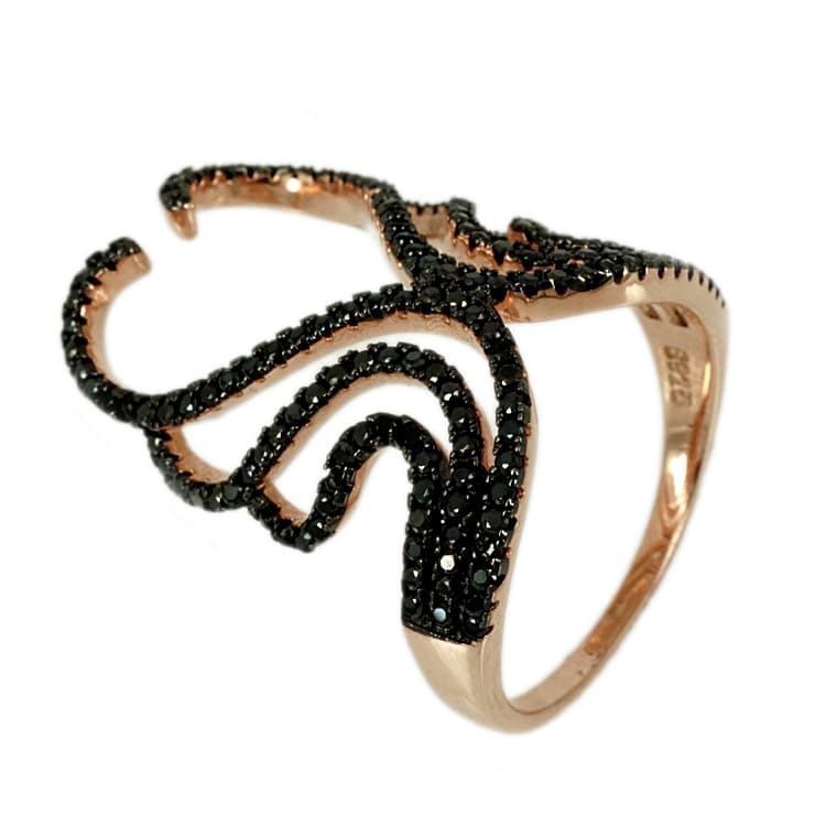 Ασημένιο Ροζ Επιχρυσωμένο Δαχτυλίδι Relax Lines DX334