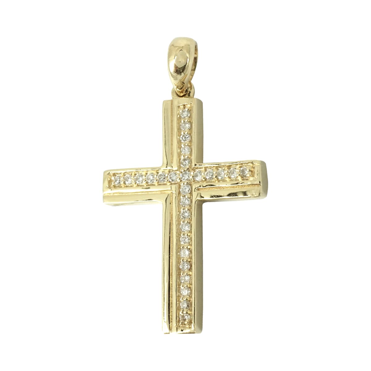 Σταυρός Βάπτισης Κ18 Χρυσός με Διαμάντια Brilliant Γυναικείος ST037408