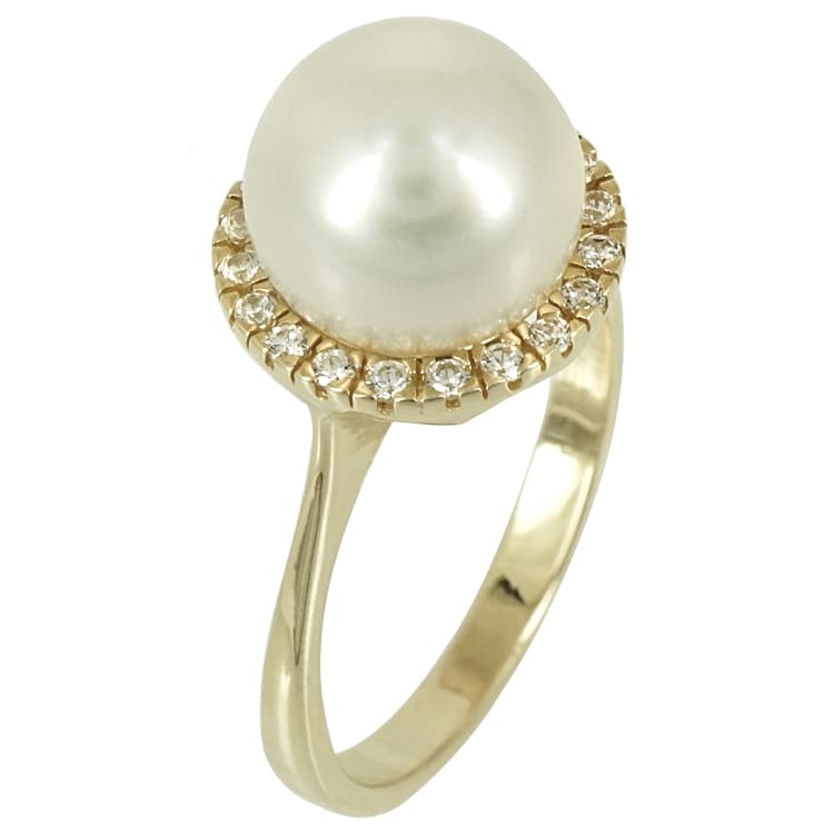 Κίτρινο Χρυσό Μονόπετρο Δαχτυλίδι με Μαργαριτάρι Κ14 DX75362