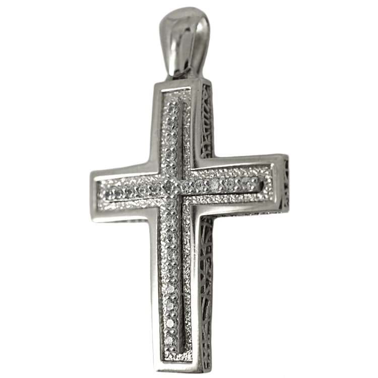 Σταυρός Βάπτισης 14Κ Λευκόχρυσος Γυναικείος ST1667