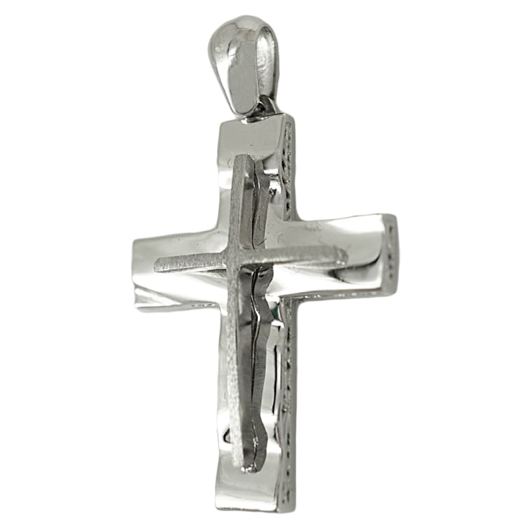 Σταυρός Βάπτισης 14 Καρατίων Λευκόχρυσος Ανδρικός ST1691