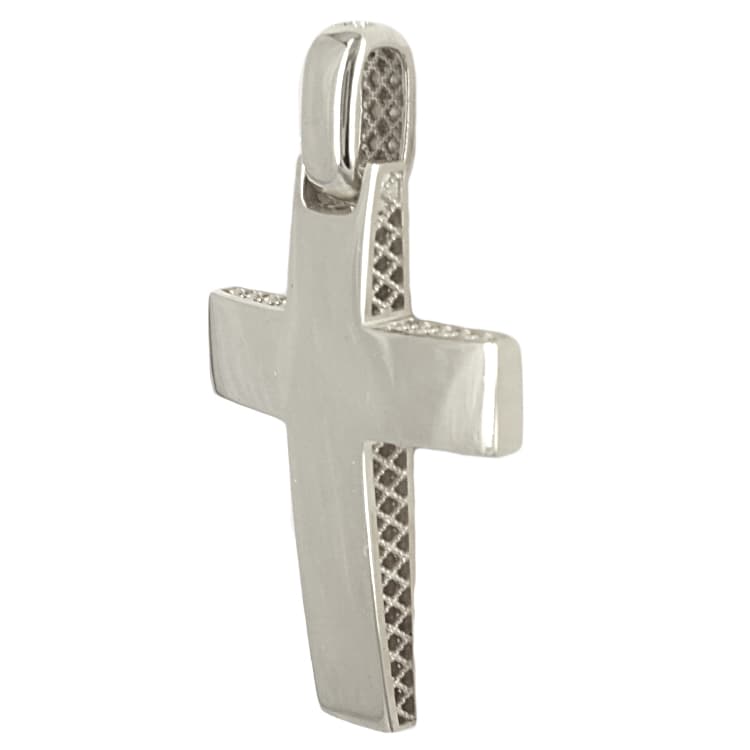 Σταυρός Βάπτισης 14K Λευκόχρυσος Ανδρικός ST1735