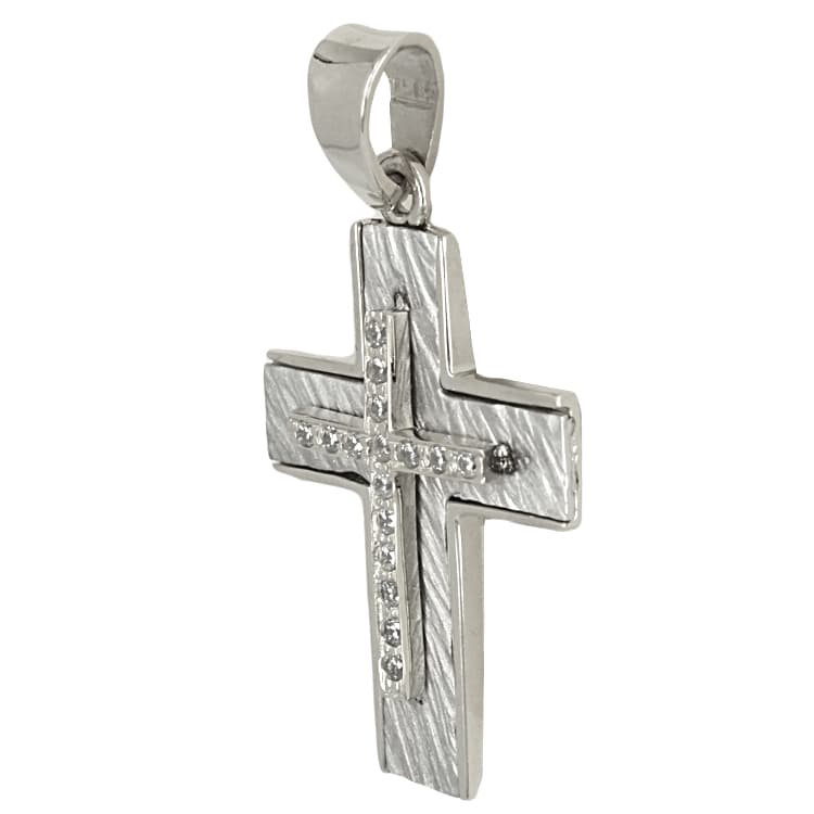 Σταυρός Βάπτισης 14 Kαρατίων Λευκόχρυσος Γυναικείος ST1751