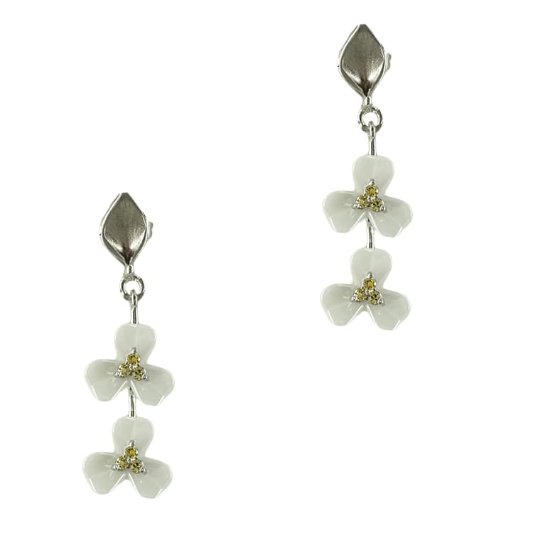 Χειροποίητα Λευκόχρυσα Σκουλαρίκια Κ14 SK360