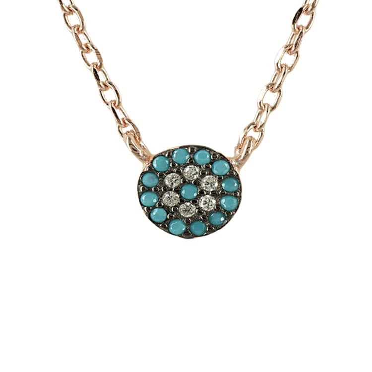 Ασημένιο Ροζ Επιχρυσωμένο Κολιέ Ματάκι MT211