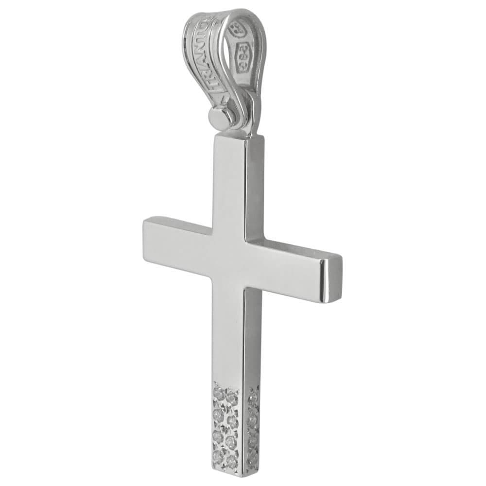 Σταυρός Βάπτισης Κ14 Λευκόχρυσος Γυναικείος ΤΡΙΑΝΤΟΣ ST1917