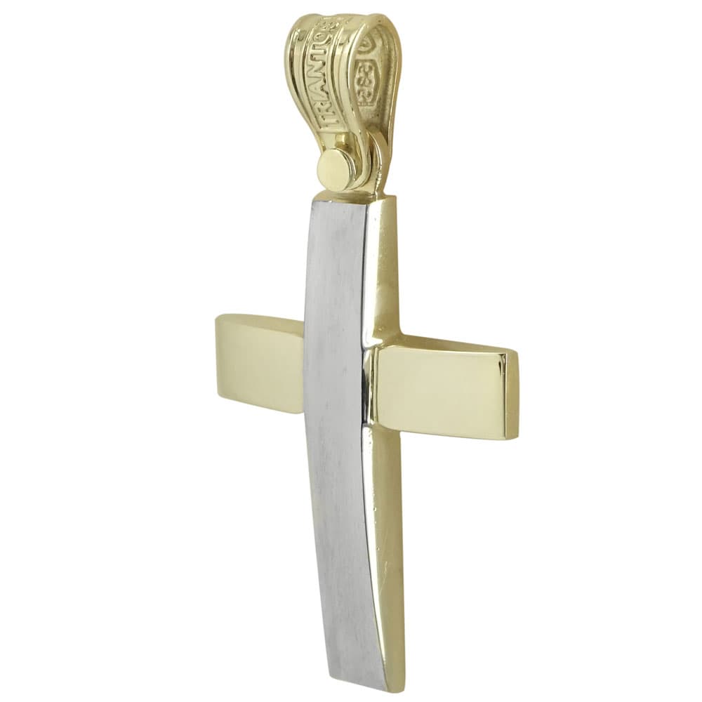 Σταυρός Βάπτισης Κ14 Δίχρωμος Χρυσός Ανδρικός ΤΡΙΑΝΤΟΣ ST1945