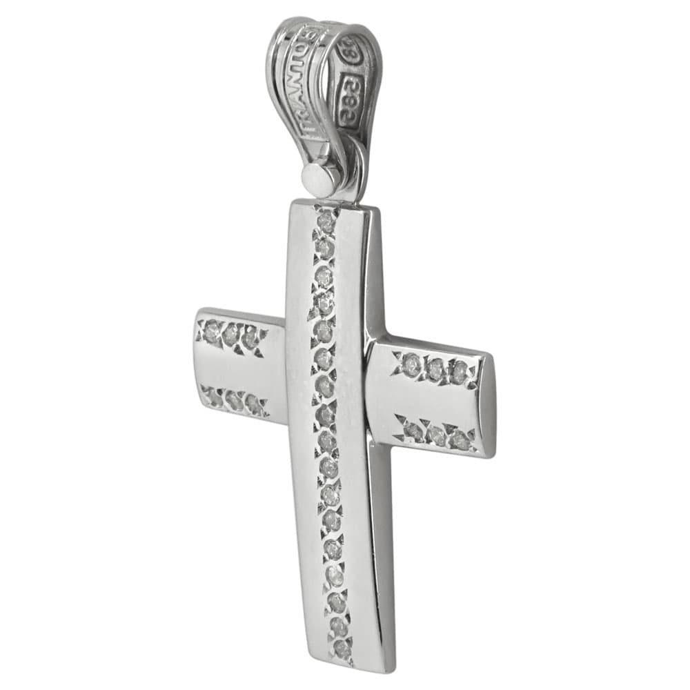 Σταυρός Βάπτισης Κ14 Λευκόχρυσος Γυναικείος ΤΡΙΑΝΤΟΣ ST1949