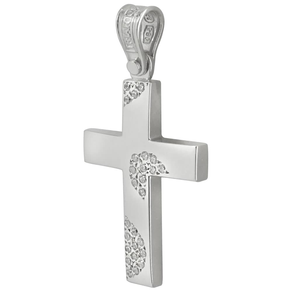 Σταυρός Βάπτισης Κ14 Λευκόχρυσος Γυναικείος ΤΡΙΑΝΤΟΣ ST1952
