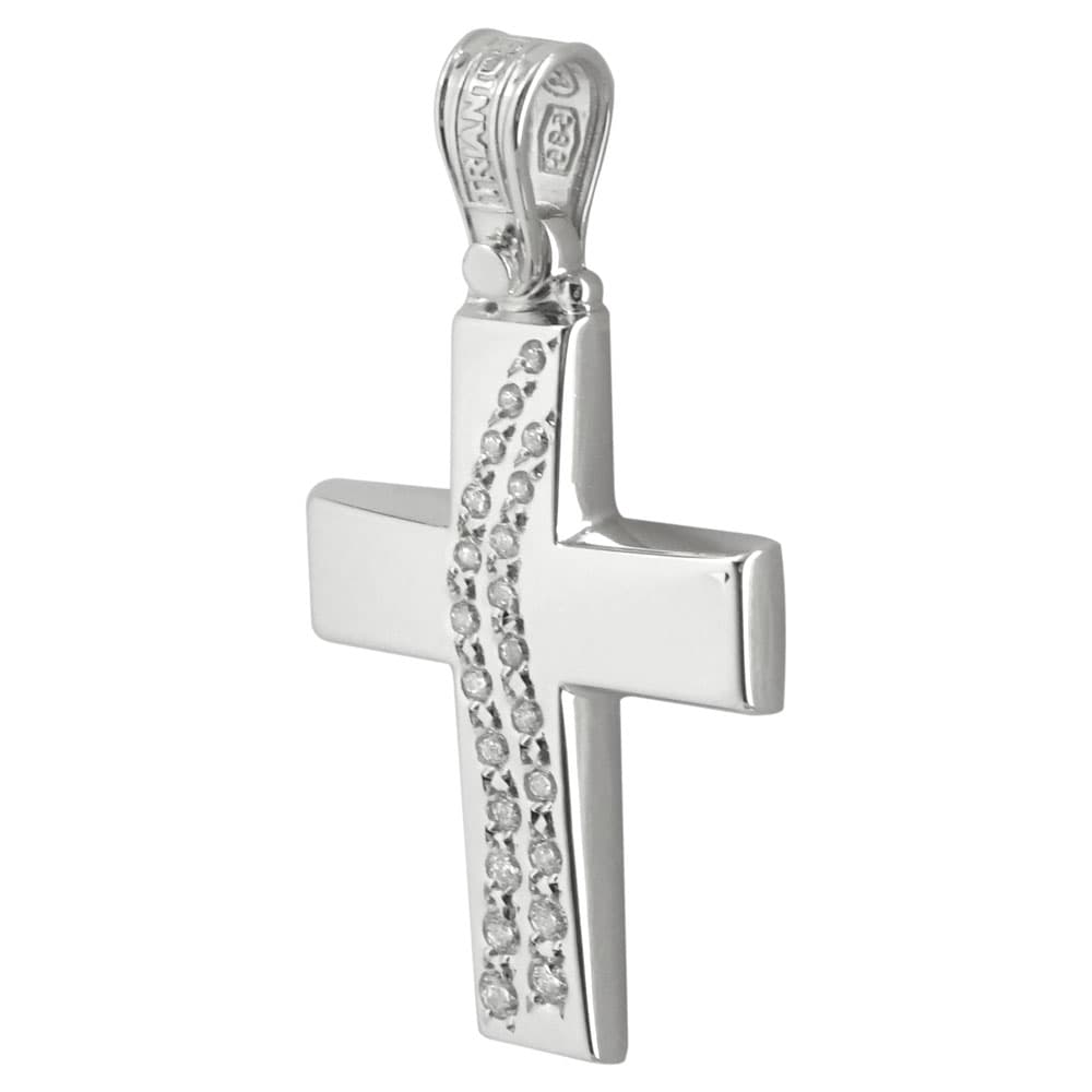 Σταυρός Βάπτισης Κ14 Λευκόχρυσος Γυναικείος ΤΡΙΑΝΤΟΣ ST1954