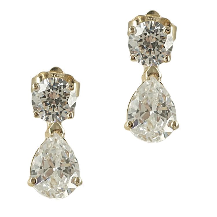 Κίτρινα Χρυσά Σκουλαρίκια με Signity Stones K14 SK411