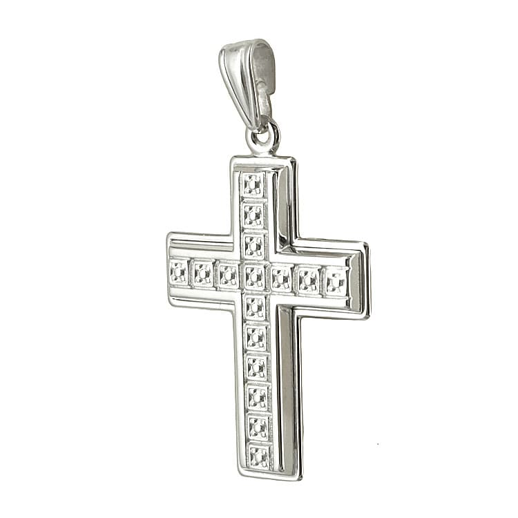 Σταυρός Βάπτισης 9 Καρατίων Λευκόχρυσος Ανδρικός ST1844