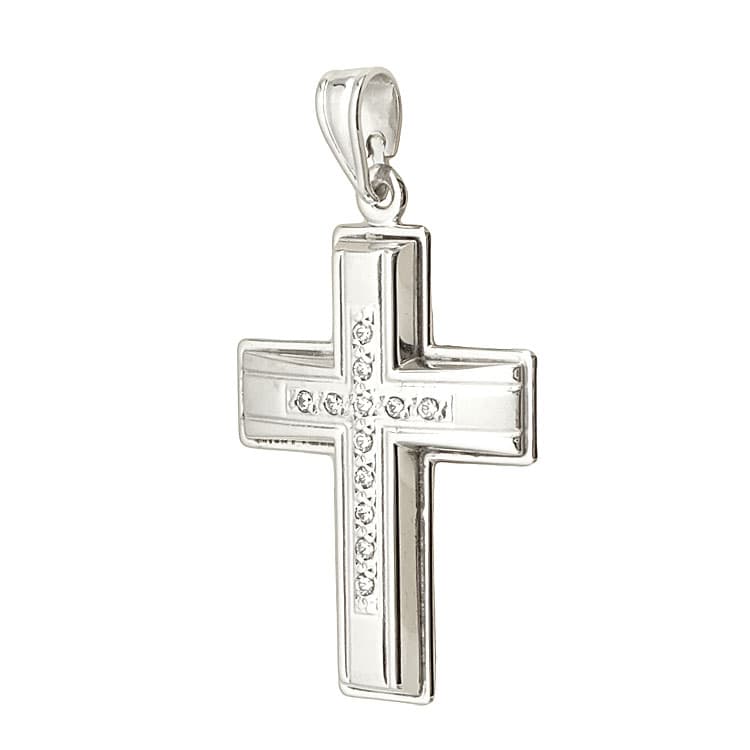 Σταυρός Βάπτισης Γυναικείος Σε Λευκόχρυσο 9 Καρατίων ST1845