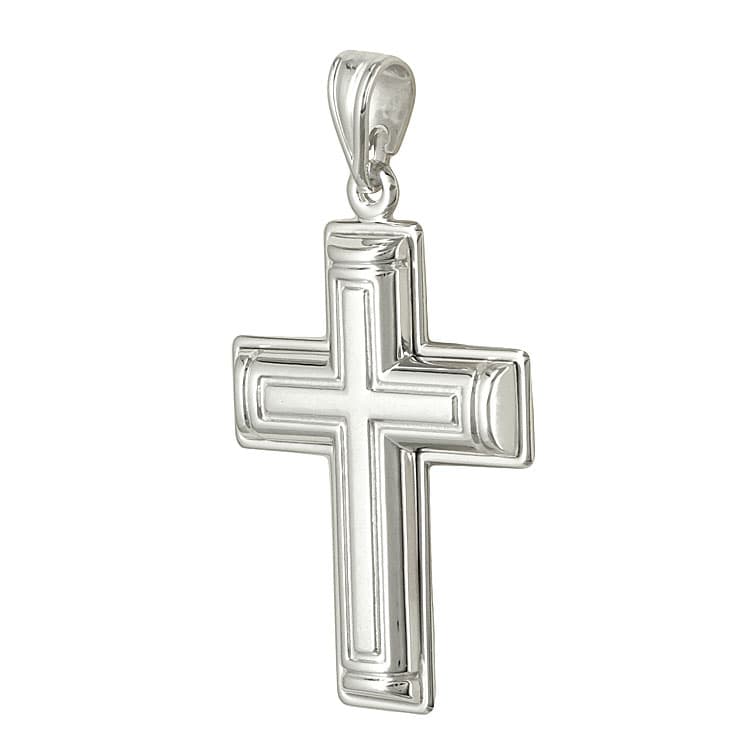 Σταυρός Βάπτισης 9 Καρατίων Λευκόχρυσος Ανδρικός ST1846