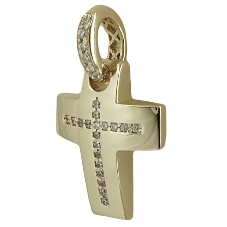 Σταυρός Βάπτισης 14 Καρατίων Κίτρινος Χρυσός Γυναικείος ST1982