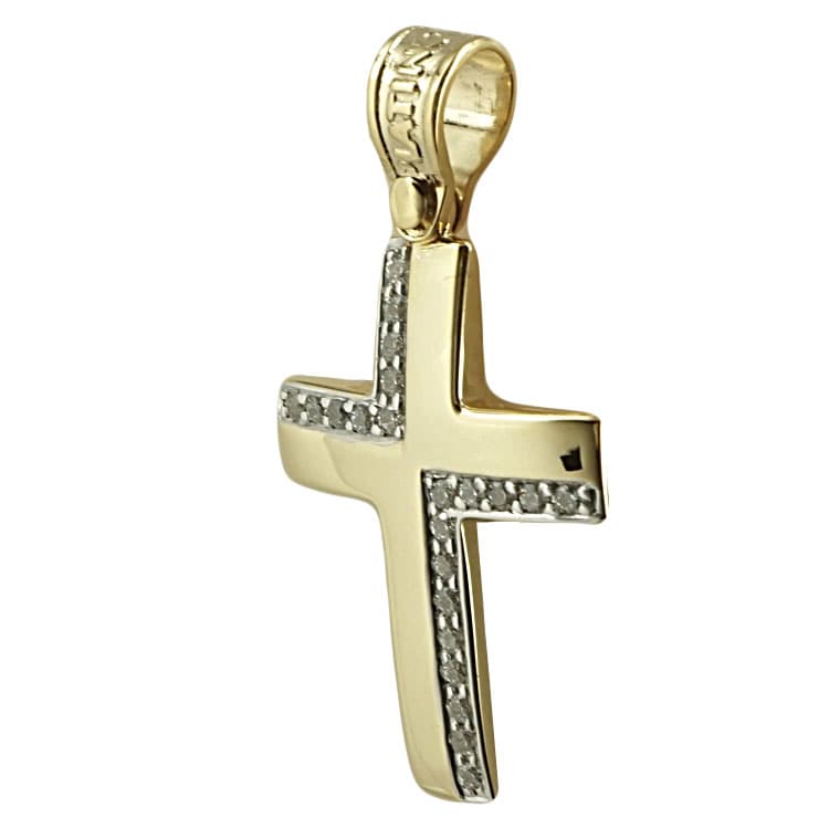 Σταυρός Βάπτισης 14 Καρατίων Δίχρωμος Χρυσός Γυναικείος ST1902