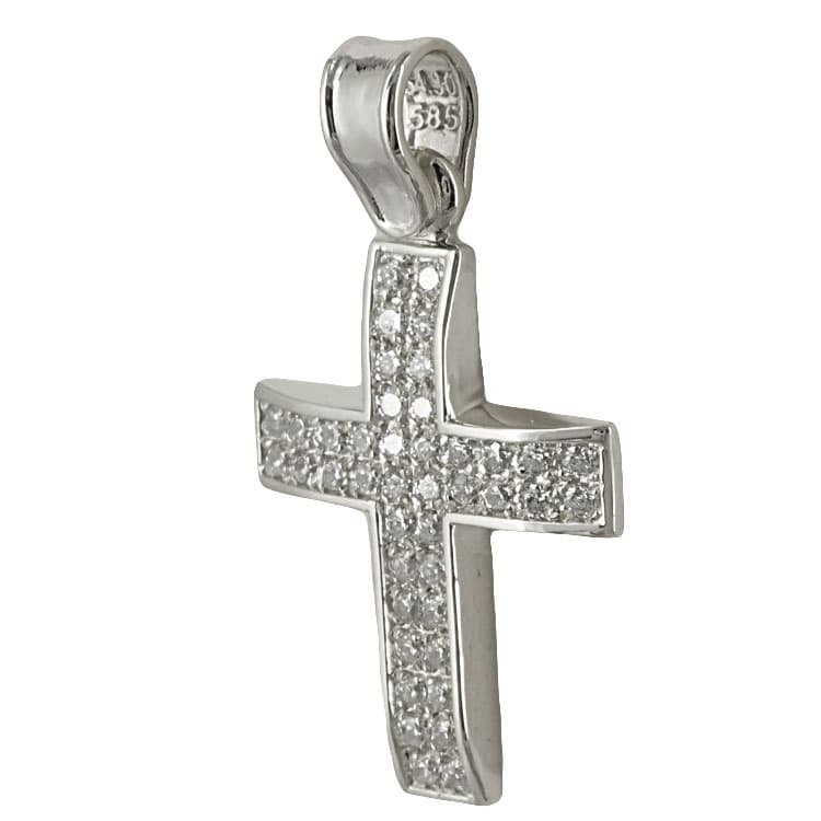 Σταυρός Βάπτισης 14K Λευκόχρυσος Γυναικείος ST1820