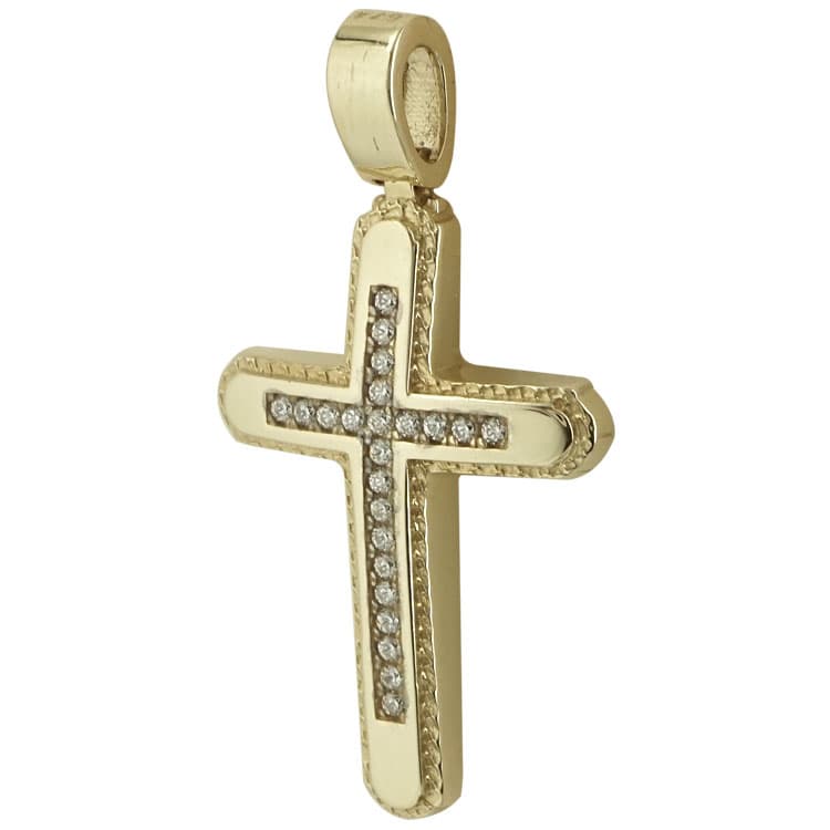 Σταυρός Βάπτισης Κ14 Κίτρινος Χρυσός Γυναικείος ST1994