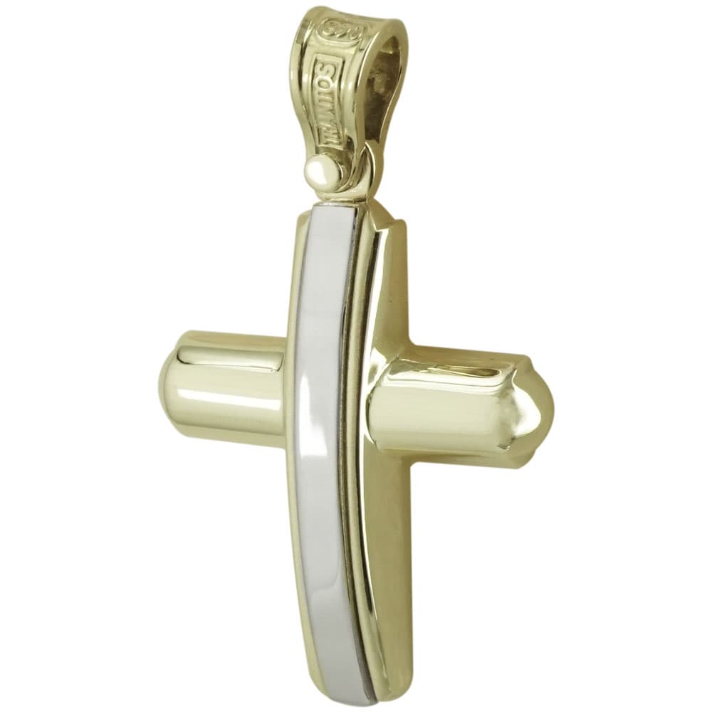 Σταυρός Βάπτισης Κ14 Δίχρωμος Χρυσός Ανδρικός ΤΡΙΑΝΤΟΣ ST2002