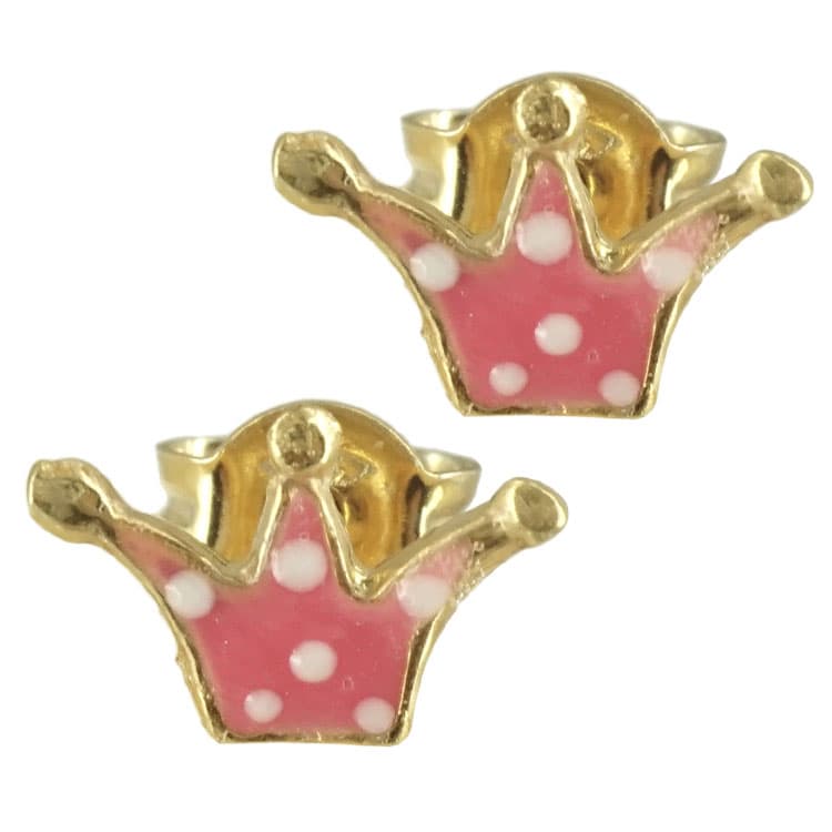 Παιδικά Σκουλαρίκια Κορώνες Από Επιχρυσωμένο Ασήμι PSK212