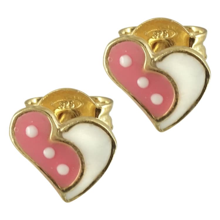 Ασημένια Επιχρυσωμένα Παιδικά Σκουλαρίκια Καρδούλες PSK224