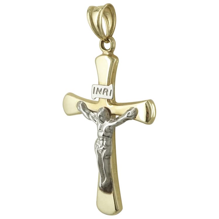 Σταυρός Βάπτισης Κ14 Δίχρωμος Χρυσός Ανδρικός ST2009