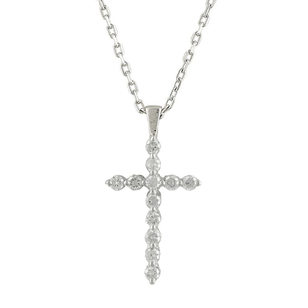 Σταυρός Βάπτισης Κ18 Λευκόχρυσος Γυναικείος με Διαμάντια Brilliant DC7209