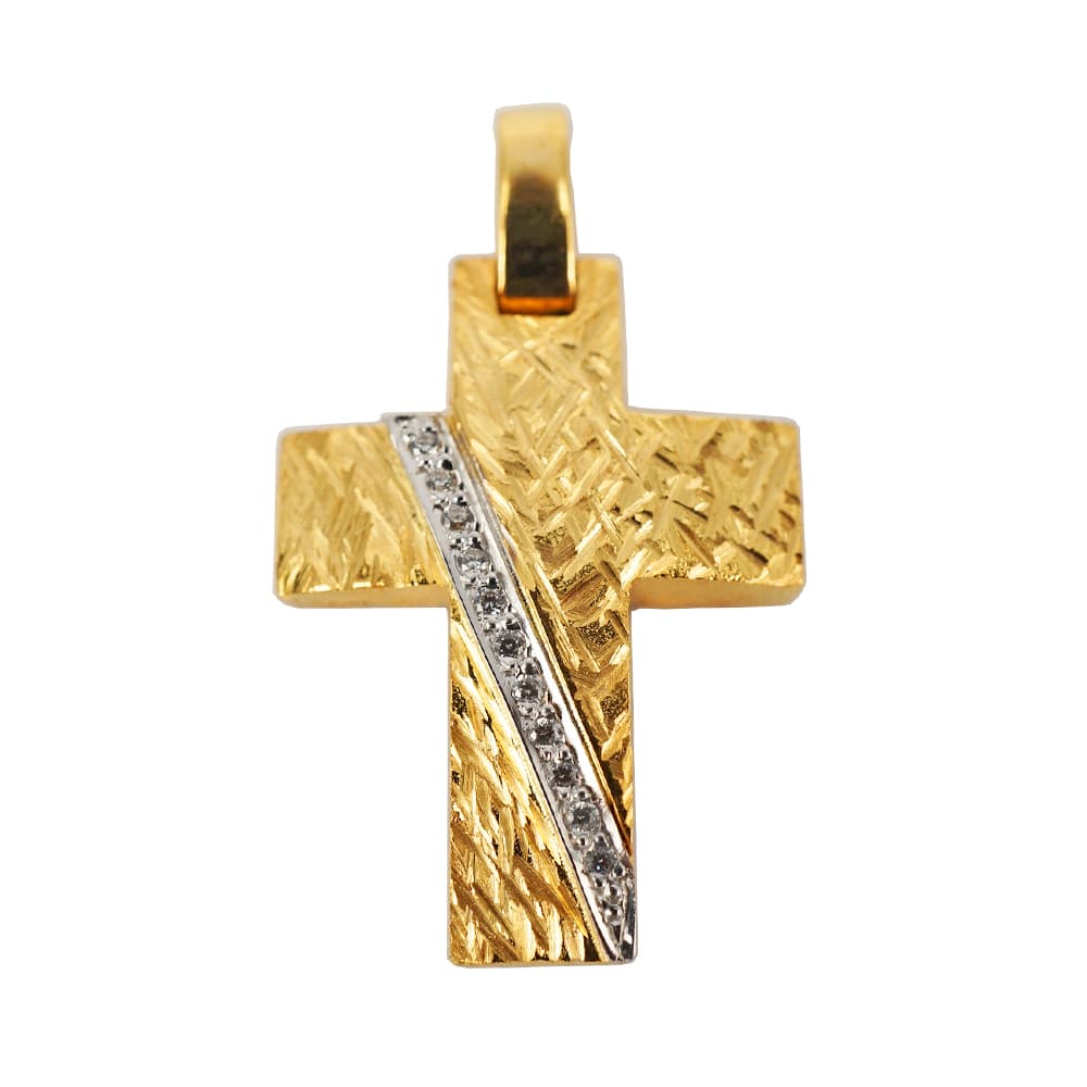 Σταυρός Βάπτισης 14 Καρατίων Δίχρωμος Χρυσός Γυναικείος ST1006