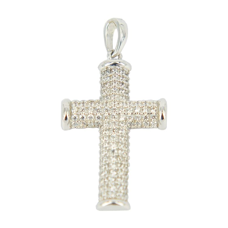 Σταυρός Βάπτισης 14 Καρατίων Λευκόχρυσος Γυναικείος ST1070