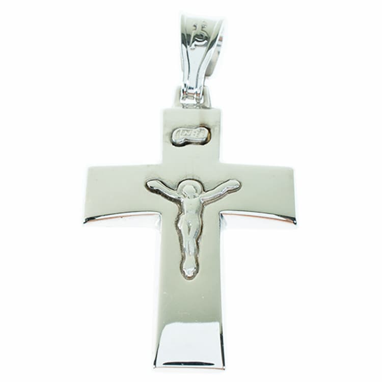 Σταυρός Βάπτισης 14 Καρατίων Λευκόχρυσος Ανδρικός ST819