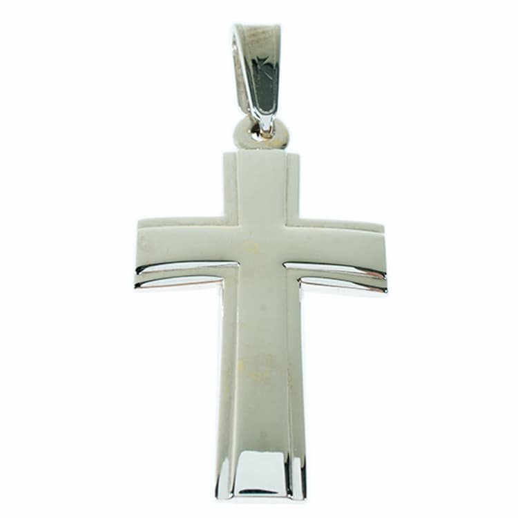 Σταυρός Βάπτισης 14 Καρατίων Λευκόχρυσο Ανδρικός ST829