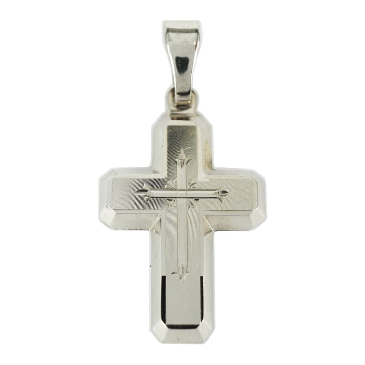 Σταυρός Βάπτισης 14 Καρατίων Λευκόχρυσος Ανδρικός ST1303
