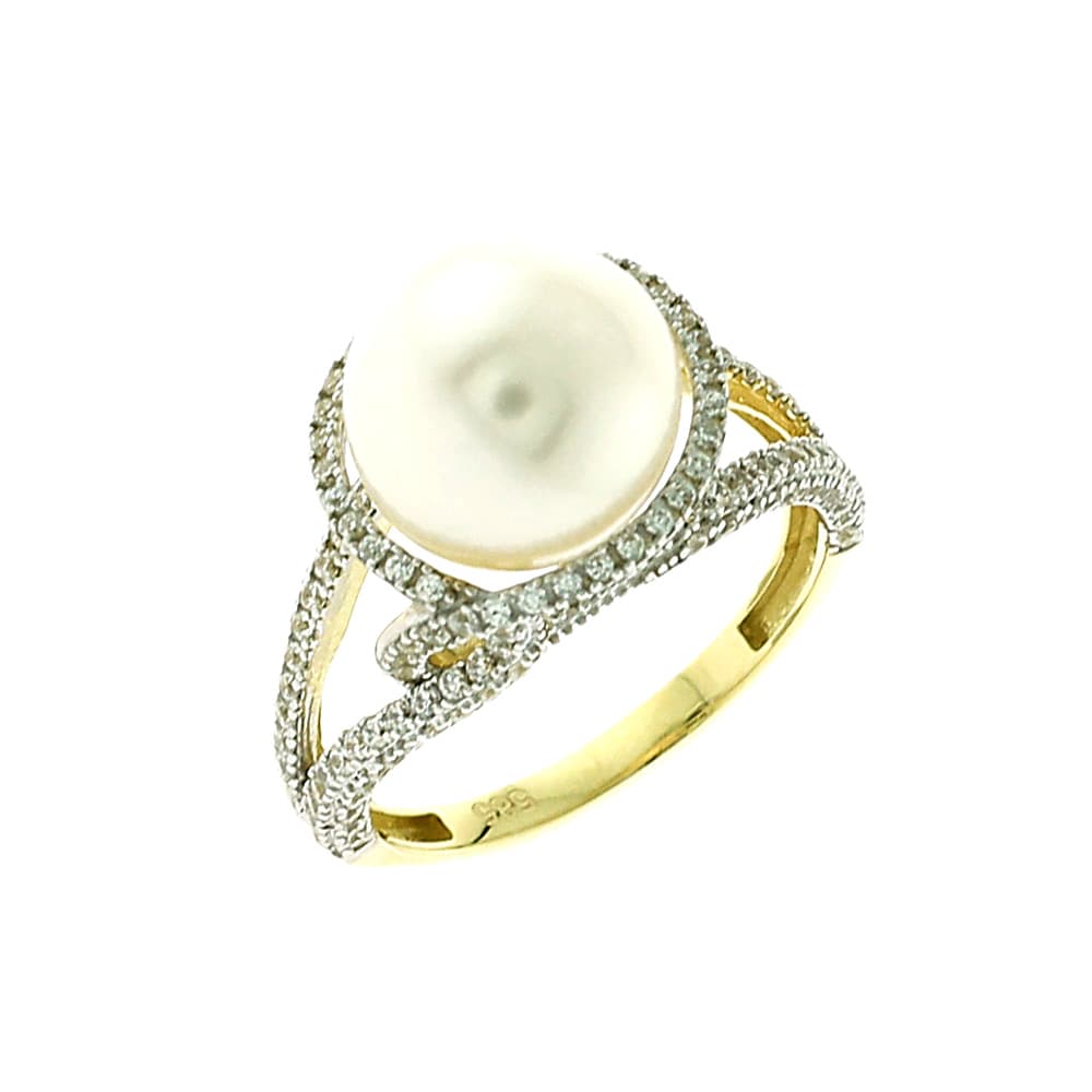 Κίτρινο Χρύσο Δαχτυλίδι με Μαργαριτάρι Κ14 DX60292